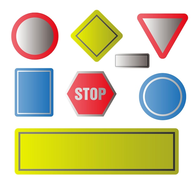 Set of road signs Road signs on a white background Vector graphics