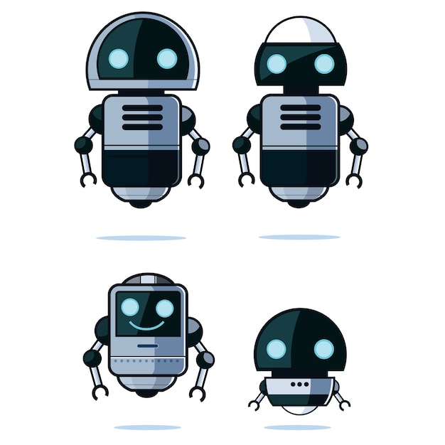 Vector set of robots cartoon characters