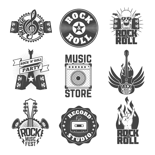 Vector set of rock music labels