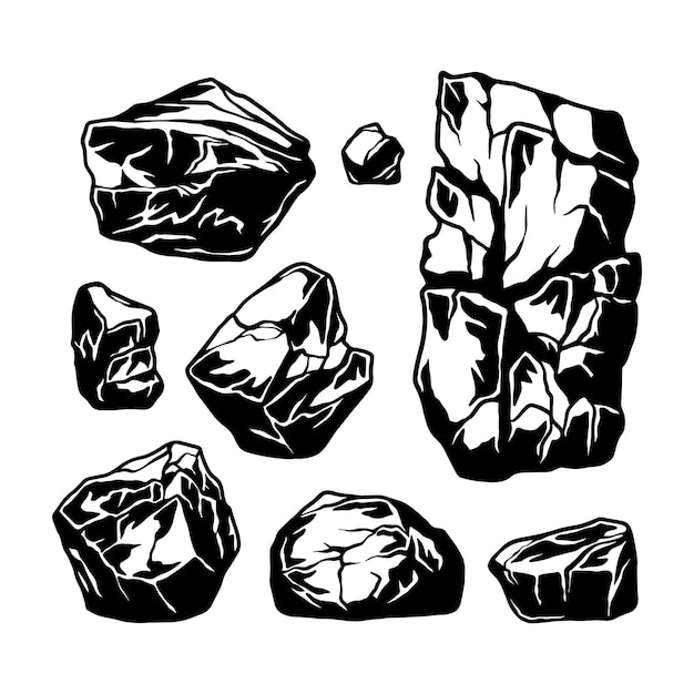 Vector set of rock and stone illustration vector