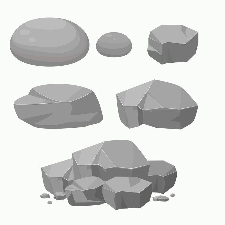 Vector set of rock stones with different shapes