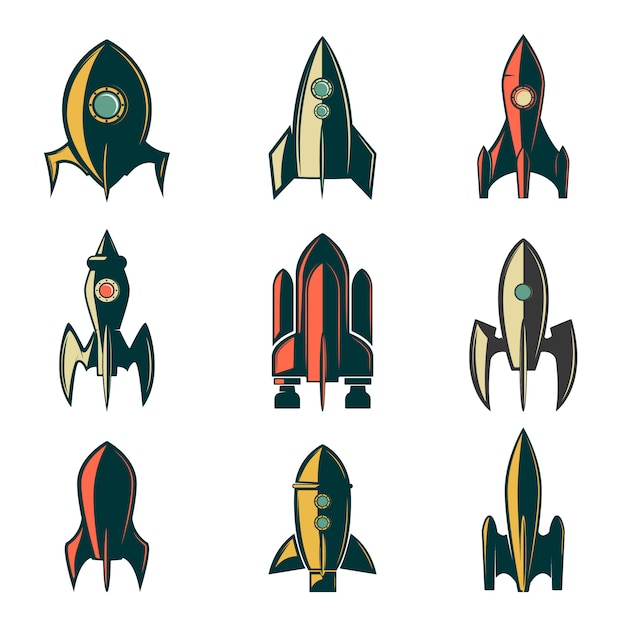 Vector set of the rockets icons.  element for logo, label, emblem, sign, brand mark.  illustration.