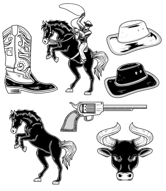 Vector set rodeo-elementen