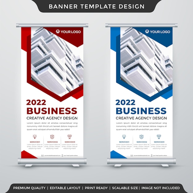 Set di modello di layout banner roll up con stile astratto e moderno