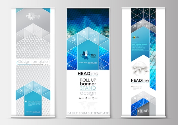 Vector set of roll up banner stands