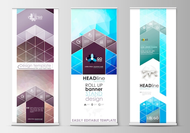 Vector set of roll up banner stands