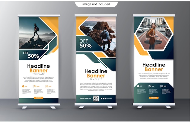 Set roll up banner template stand xbanner