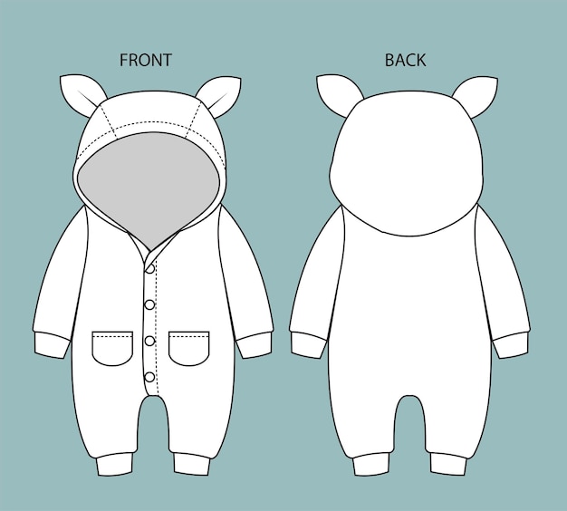 set  romper for baby front and back view