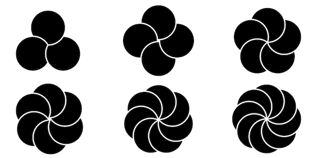 Set ronde infographic elementen vector bloemblaadjes segmenten van een cirkelsjabloon voor de visualisatie van complexe informatiegegevens