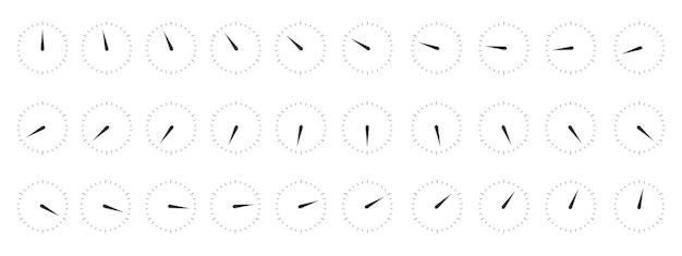 Vector set ronde meetschalen met roterende pijlen verzameling van eenvoudige 360-graden sjabloon