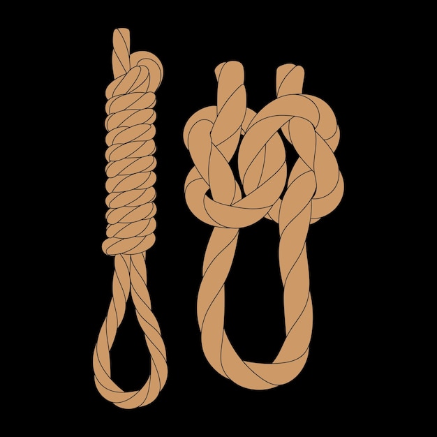 Set di elementi di design dei bordi dei nodi di corda illustrazione vettoriale di rope knot rope knot tamplate trainer