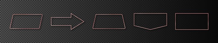 Vector set of rose gold glowing different geometric shape frames