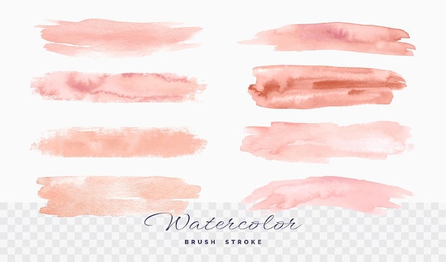 Vector set of rose gold watercolor brush stroke