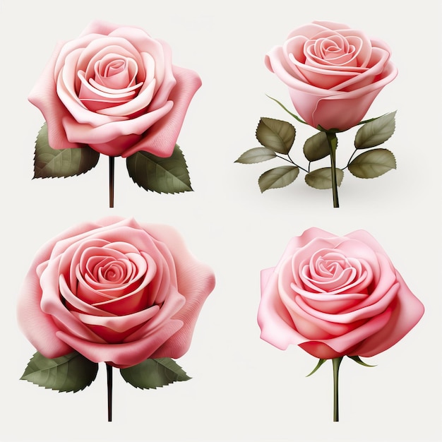 Vector set of rose vector white background isolated high qual