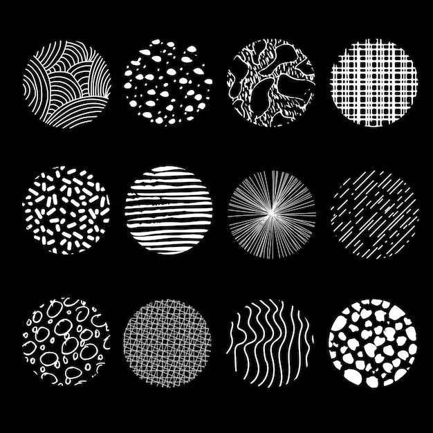 丸い抽象的な背景のセット 手描きのドゥードル