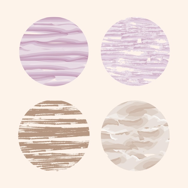 Set of round abstract colored hand drawn doodle texture shapes