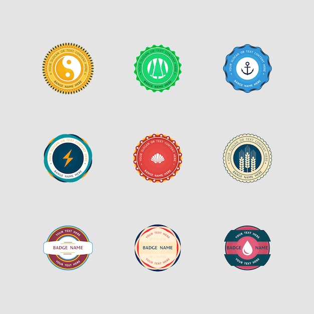 Set of round badges Bright collection Vector illustration