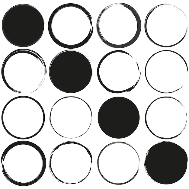 セット, の, 丸い黒い円, フレーム, ベクトル, イラスト, EPS 10 ストック画像