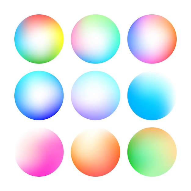 Набор круглых ярких мягких цветовых градиентов. Современный абстрактный фон. Векторный фон иллюстрации