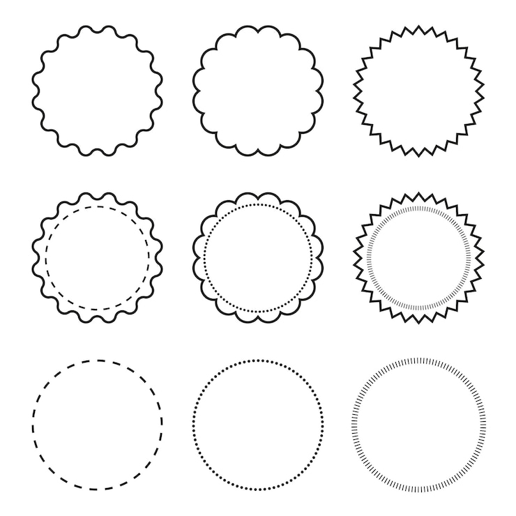 Vector set of round decorative labels borders frames