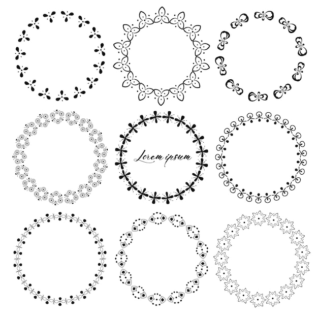 Vector set of round frames for decoration.