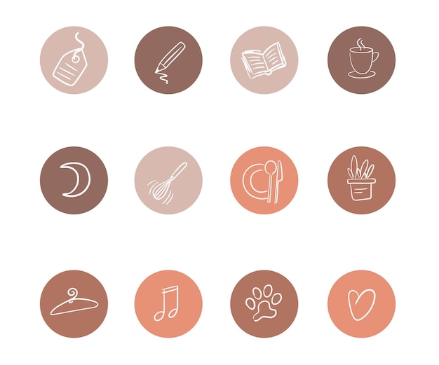 Vector set of round highlights covers posts and stories for social media