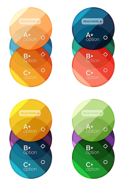Set of round option diagram template for your data or info Vector illustration geometric shapes with options elements for business background numbered banners graphic website