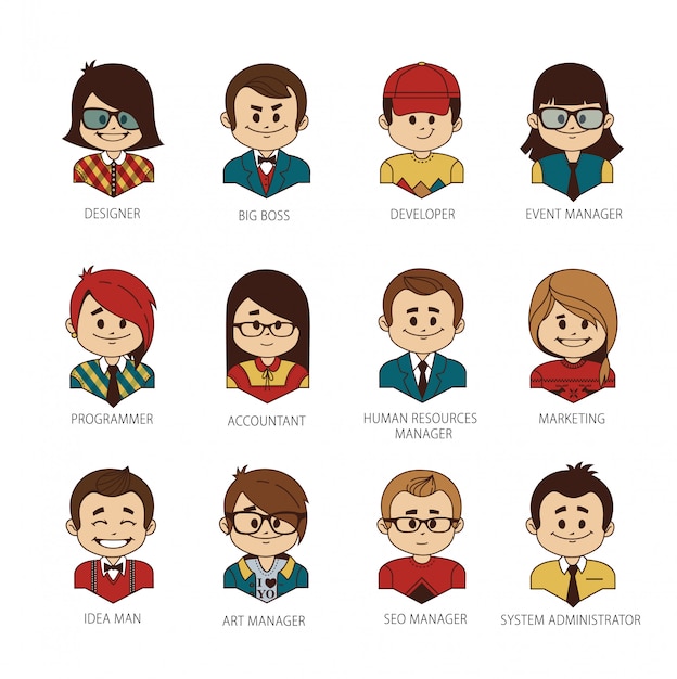 Set of round people avatar your office team.