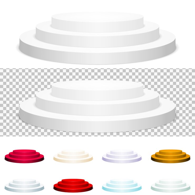 Vector set of round podium. scene.
