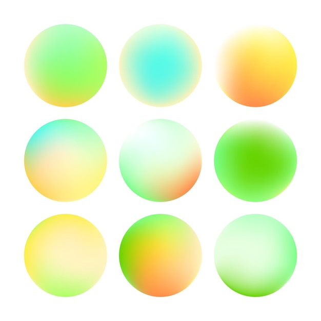 Set of round soft color gradient with nature colors. Vector illustration abstract background