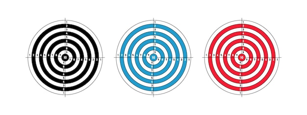 Set round target for target shooting competition Template target with numbers for shooting range or pistol shooting Vector illustration