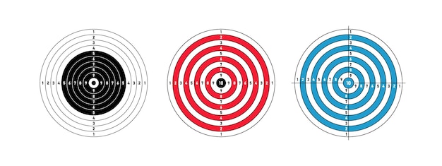 Set round target for target shooting competition Template target with numbers for shooting range or pistol shooting Vector illustration