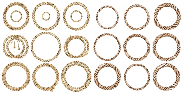 Set of round vector frames from nautical rope