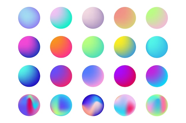 Set di rotonde vector gradient multicolor sfera moderna trama di sfondo astratto