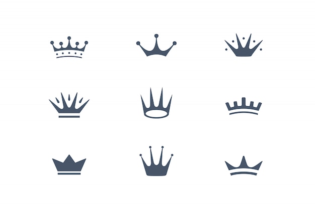 Vector set of royal crowns, icons and emblems