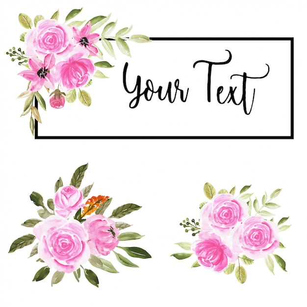 Vector set roze aquarel boeket bloemstukken