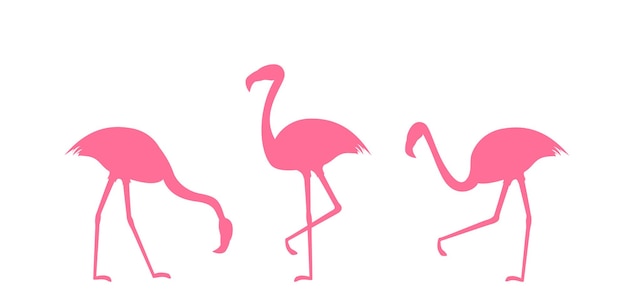 Set roze flamingo-silhouetten