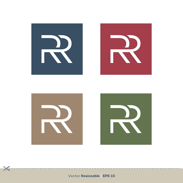 Set RR Letter Logo Template Illustration Design