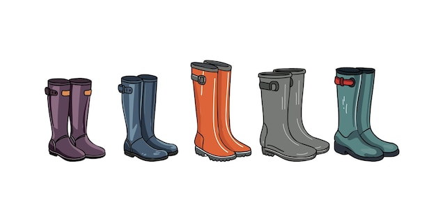 Set of rubber boots vector illustration