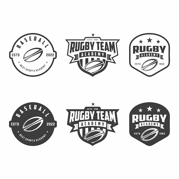 Set di logo di rugby logo e distintivo di rugby illustrazione vettoriale di rugby