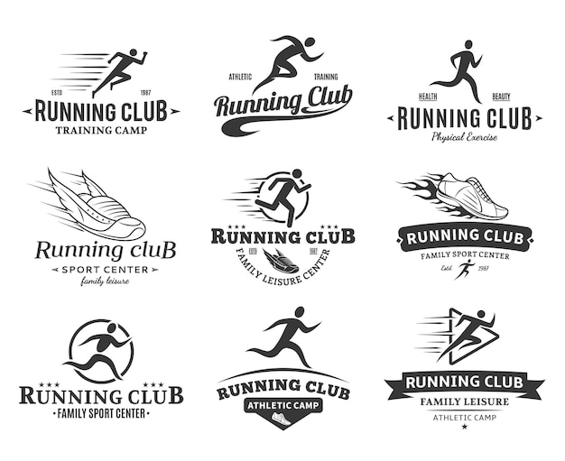 Vector set of running club logo templates.