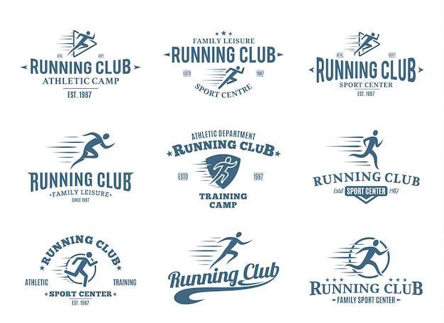 Set of running club logo templates