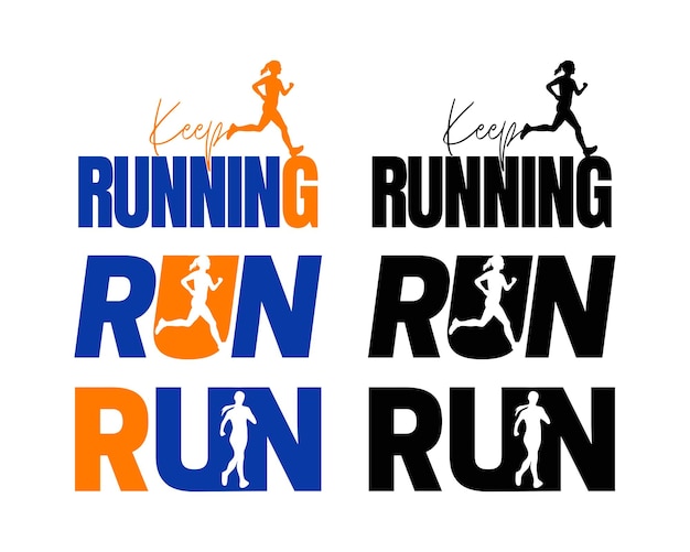 Set of running logo designs Run for your health logo Keep running logo concepts