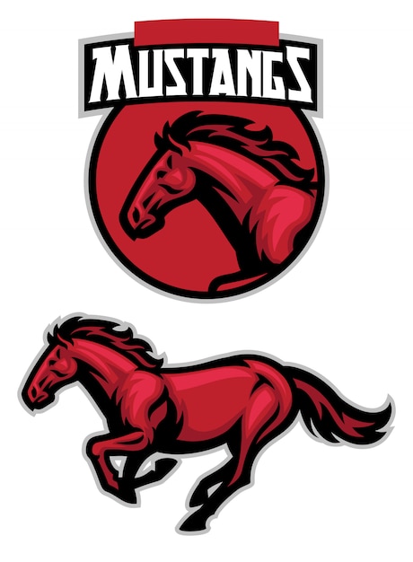 Vector set of running mustang horse