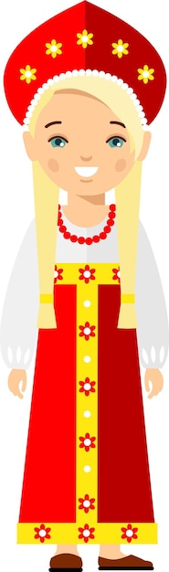 Set of russian woman dressed in national costumes
