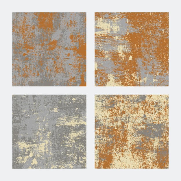 Vettore impostare o sfondi quadrati di texture grunge arrugginito. modelli sgangherati colorati astratti.