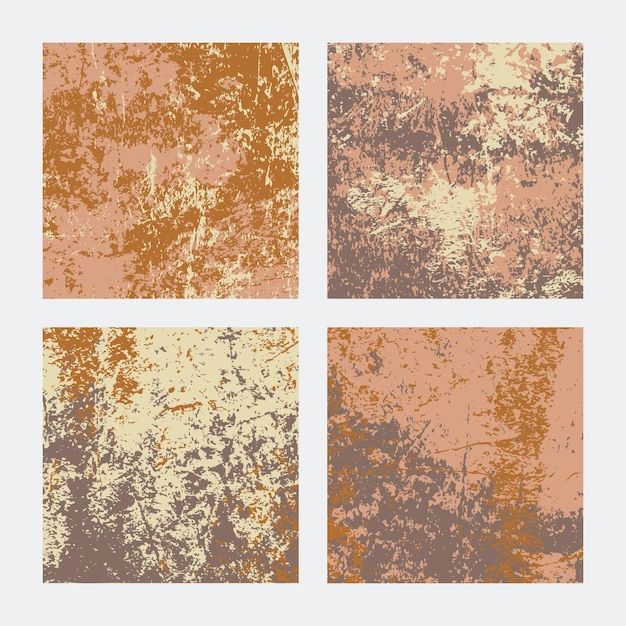 Vector set or rusty grunge texture square backgrounds abstract colored grungy patterns