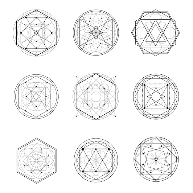 Set of sacred geometry shape line art