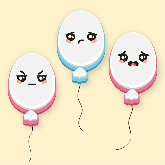 Vector set of sad balloons