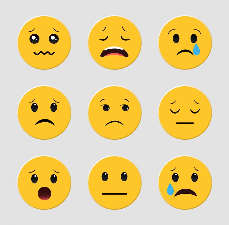 Vector set of sad emoticons. emoji. smileys set.